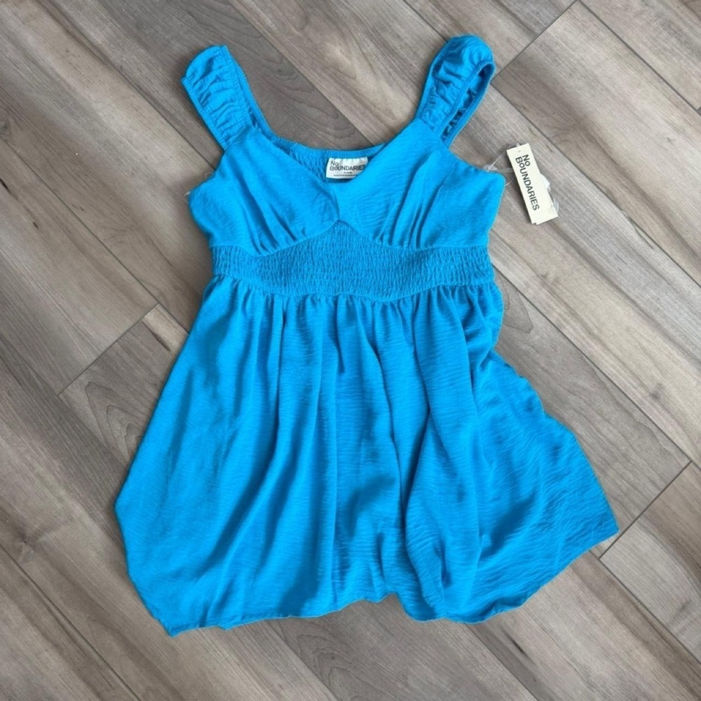 Bright blue flowy dress, comfortable stretch for summer size XL